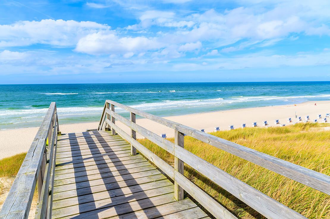 Sylt is the largest North Frisian island and is a popular destination for fine food and water sports. Located off Schleswig-Holstein's North Sea coast